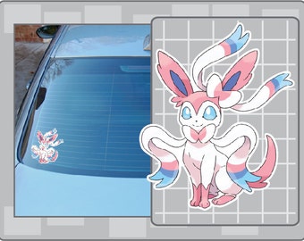 Autocollant Mural Pokémon Sylveon Décalcomanie WC379 - Adhésif Vinyle Effet 3D