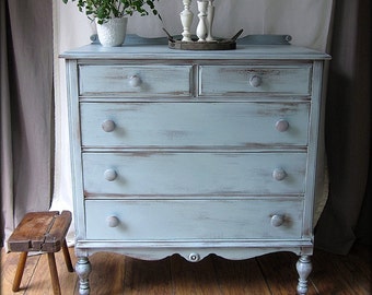 SOLD-Farmhouse Style Dresser~Cottage~Prairie~Shabby Chic-highboy-chest of drawers