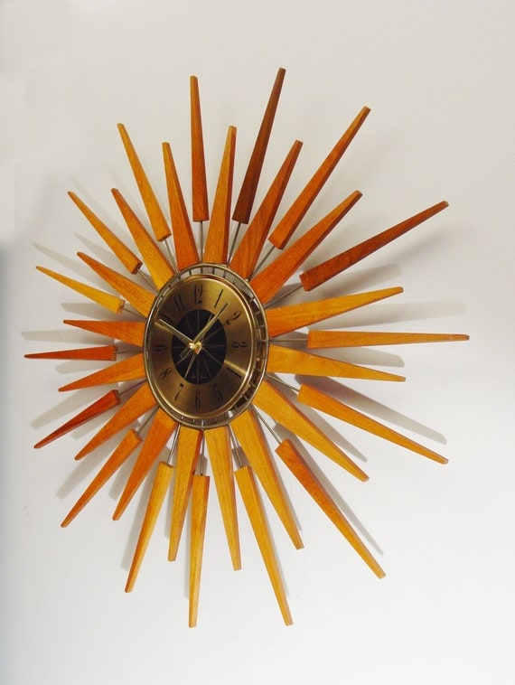 Starburst Wall Clock By Seth Thomas Mid-century Modern Sun