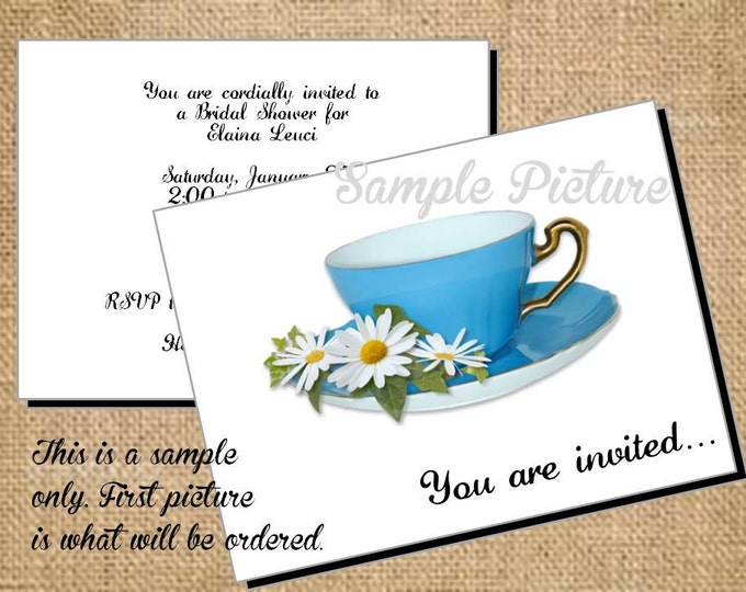 Black White Red Toile Teacup Cup Tea Note Cards - Invitations - Thank You Cards for Bridal Shower or Luncheon ~ Bridal Gift