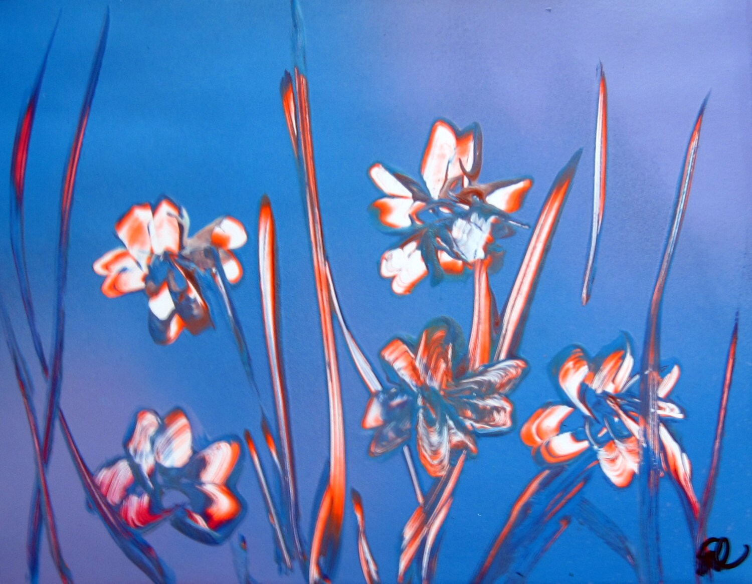 Spray Paint Art Mini 5.5x 7 Abstract Flowers