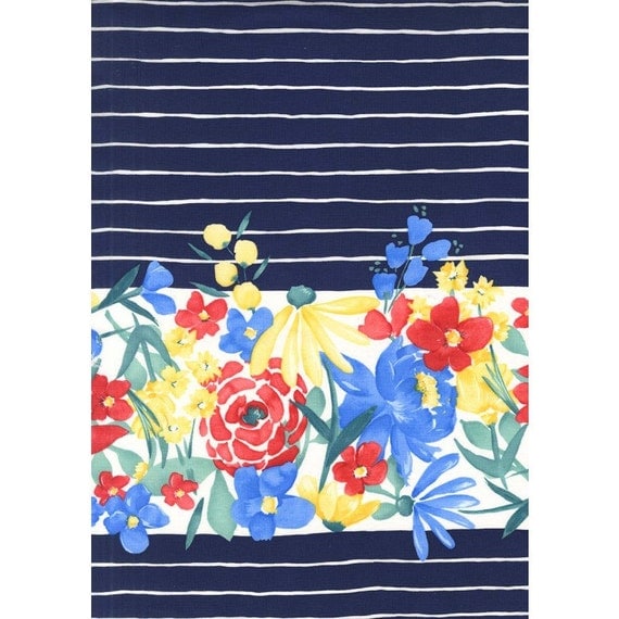 Michael Miller Fabric Blooming Border in Navy Meet Me in