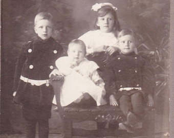Old Photograph Young Siblings 1800s Vintage Photo Paper Ephemera Snapshot Photo Collectibles