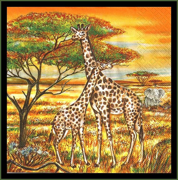 Giraffe Paper Napkins Use For Decoupage Mixed Media