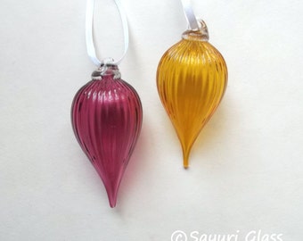 Set of Two Mini Ornament - Jewel Color Series with Clear Hook : Disaster Relief