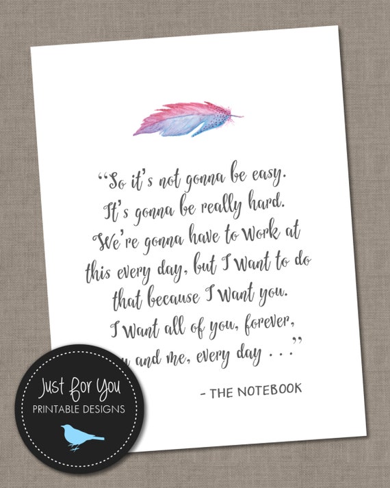 It's Not Going To Be Easy The Notebook Movie Quote