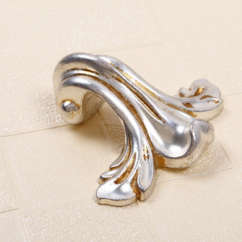 French Shabby Knob Dresser Knobs / Antique Silver