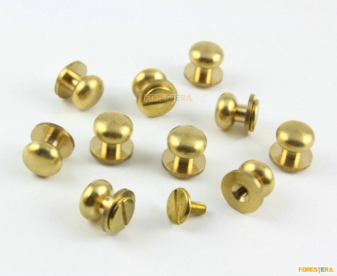 25Pcs 9mm Round Head Solid Brass Rivet Chicago Screw for