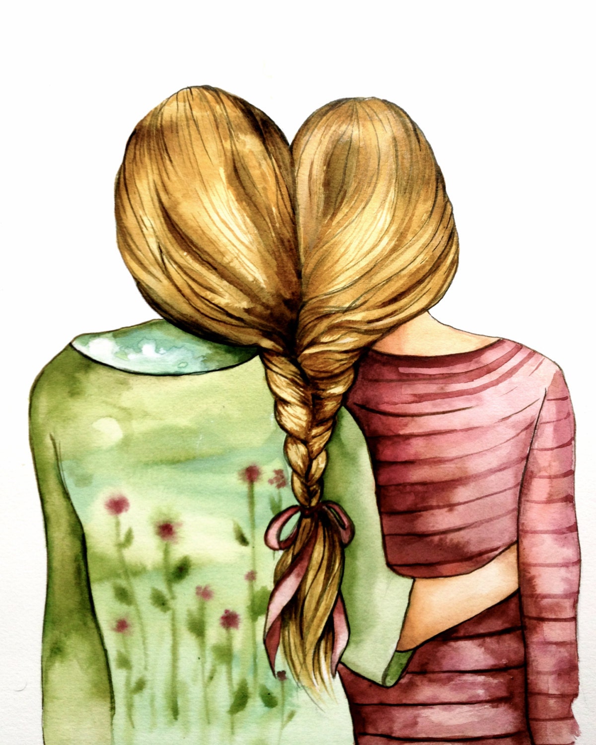Two Sisters Best Friends With Blonde Hair Art Print 