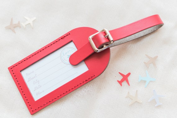 Bulk Listing Red Wedding Favors Fly Away with Me Leather (A) THE LITTLE DETAILS This Red Fly Away with Me leather luggage tag includes our signature Love Travels insert. Each luggage tag is handmade! (B) INSTRUCTIONS