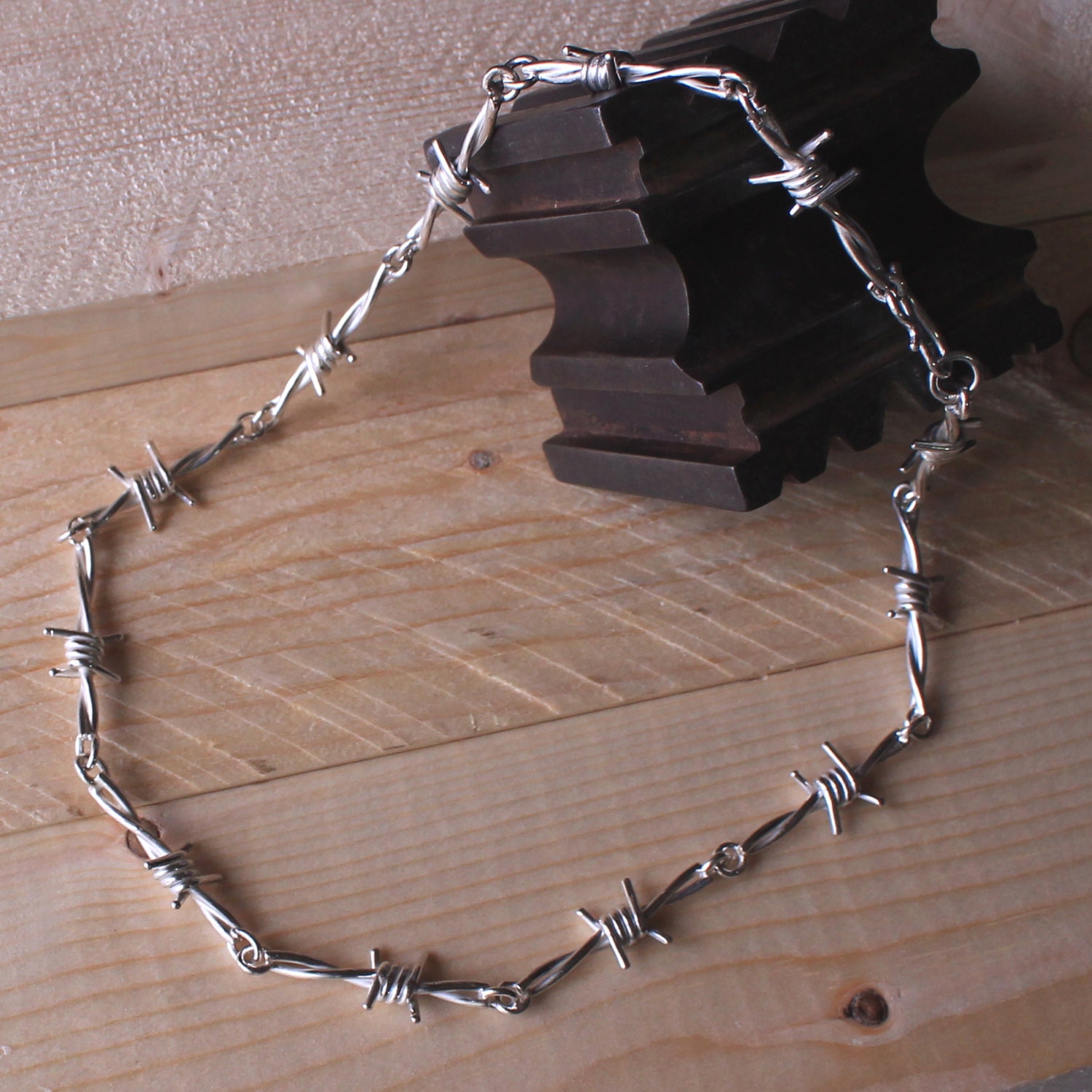 Barbed wire necklace in sterling silver 19 inches