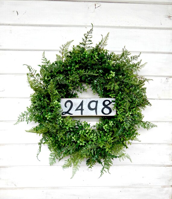 Boxwood & Fern -House Number Wreath