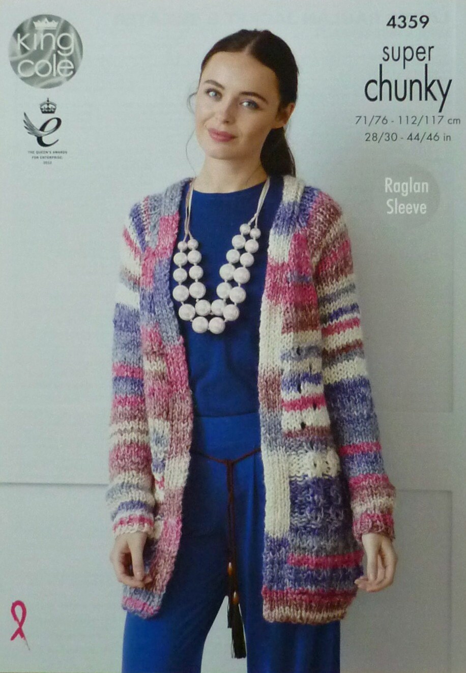 Womens Knitting Pattern K4359 Ladies Edge to Edge Long Sleeve Long Jacket Kni...