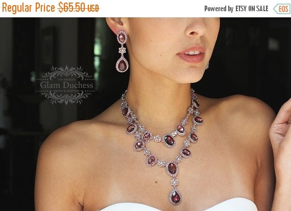 burgundy wedding jewelry set