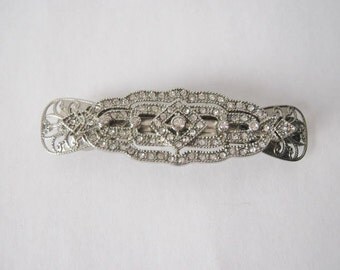 Silver Art deco hair clip wedding hair clip vintage hair clip bridal bridesmaid vintage style barrette rhinestone hair Gatsby barrette