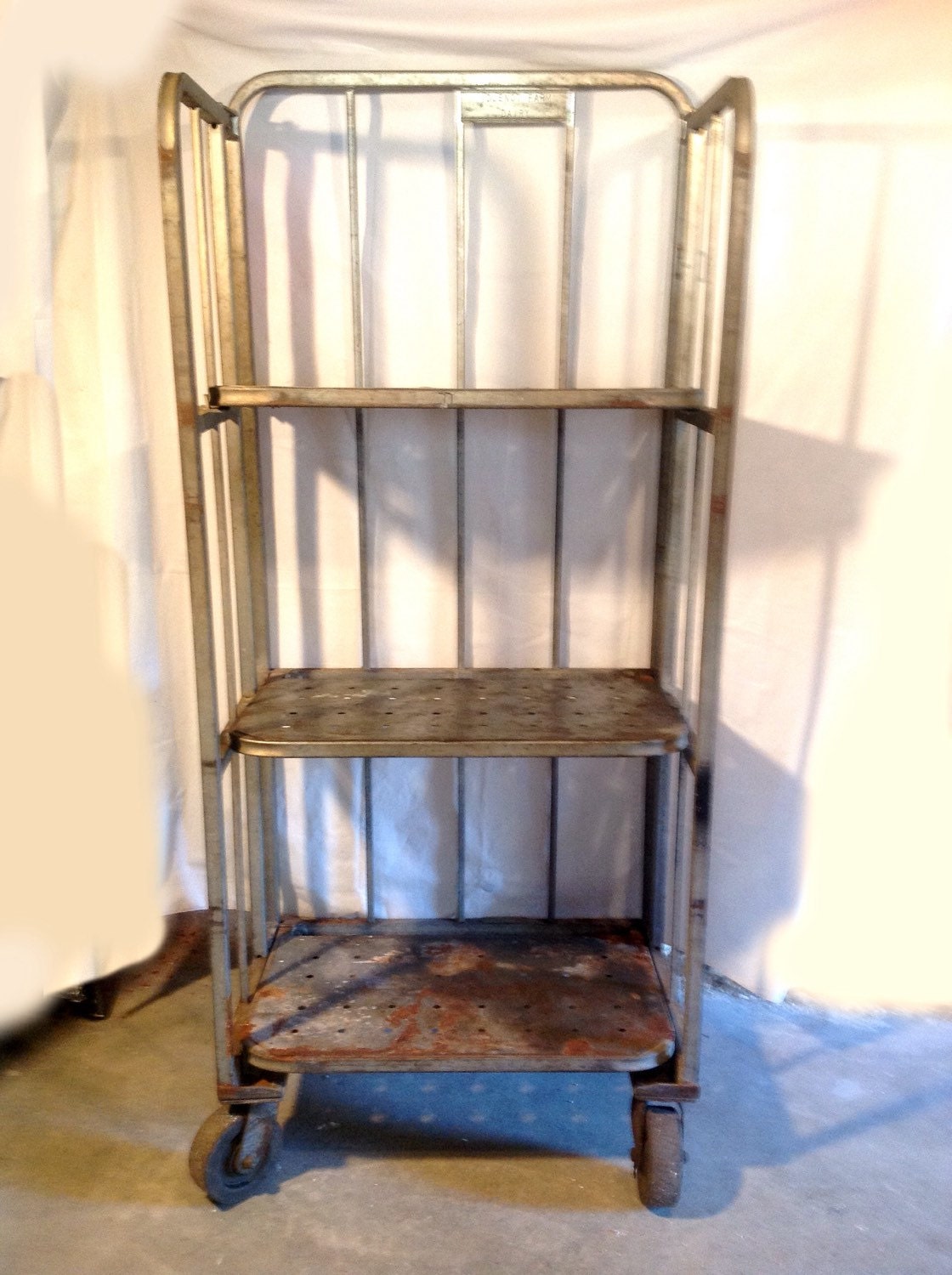 Vintage Industrial Rack Cart Shelves Wheels Steel Local Pickup Only