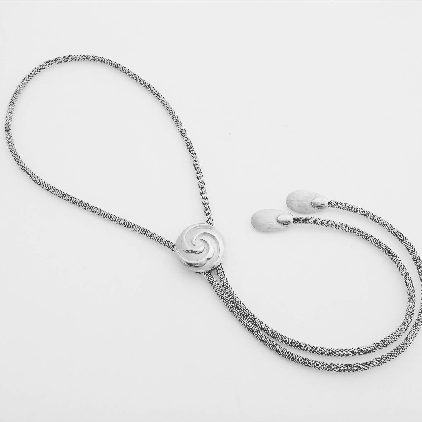 Vintage Slider Necklace Silver Tone Rope Mesh by LadyandLibrarian