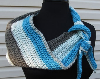 Coffee Shop Scarf/Blue and Gray Neck Scarf