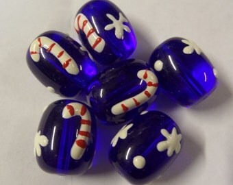 Dark Blue Glass Beads, 2CT. Handmade Lampwork Beads, 18mm*6mm(approx) S37