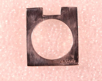 Vintage 70s Ring Silver Plate Ring Design Ring Signed JM FORGE Little Finger Ring French Jewellery Ring Size 4.25US