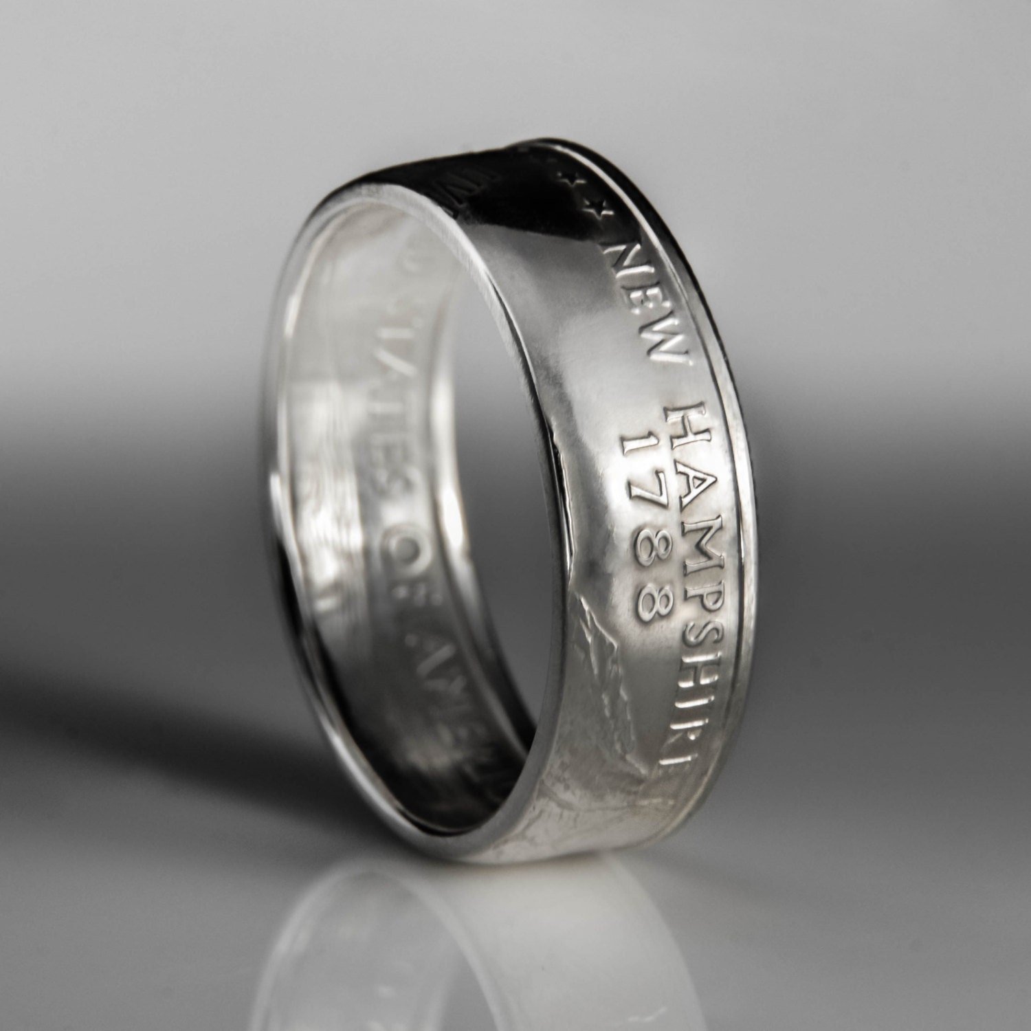 New Hampshire Quarter Coin Ring SILVER .900