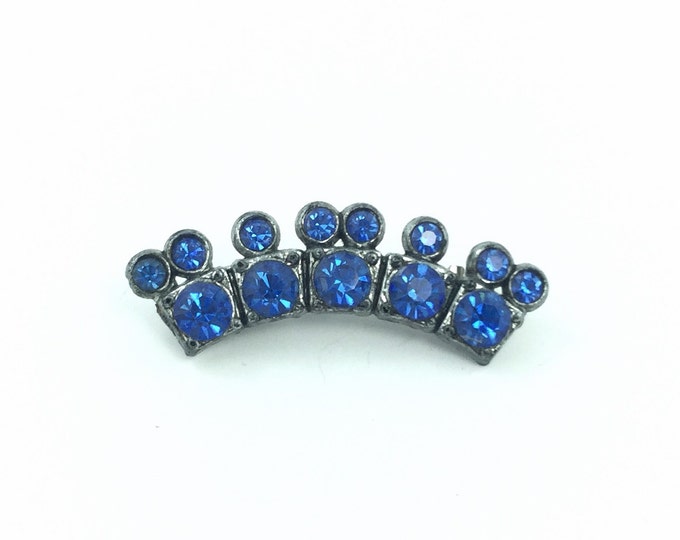 Antique Edwardian Sapphire Blue Paste Stone Pin, Blue Rhinestone Bar Brooch. Art Deco Era Blue Pin. Antique Paste stone jewelry.