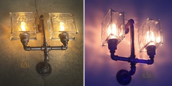 Wall Light Glass Block Sconce.