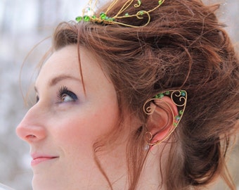 green wire elf ear cuffs