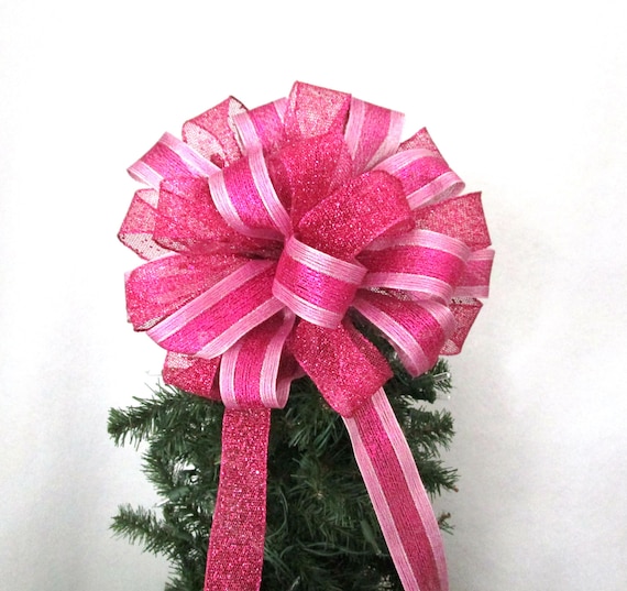 All Pink Christmas Bow Tree Topper