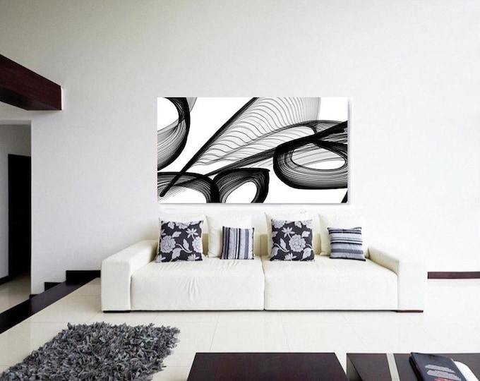 Abstract Black and White 22-21-27. Contemporary Unique Abstract Wall Decor, Large Contemporary Canvas Art Print up to 72" by Irena Orlov