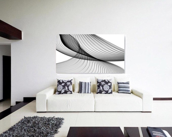 Abstract Black and White 21-49-27. Unique Abstract Wall Decor, Large Contemporary Canvas Art Print up to 72" by Irena Orlov