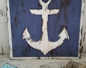 Rustic Anchor plaque - vintage/chabby chic - nautical beach decor "Anchor"