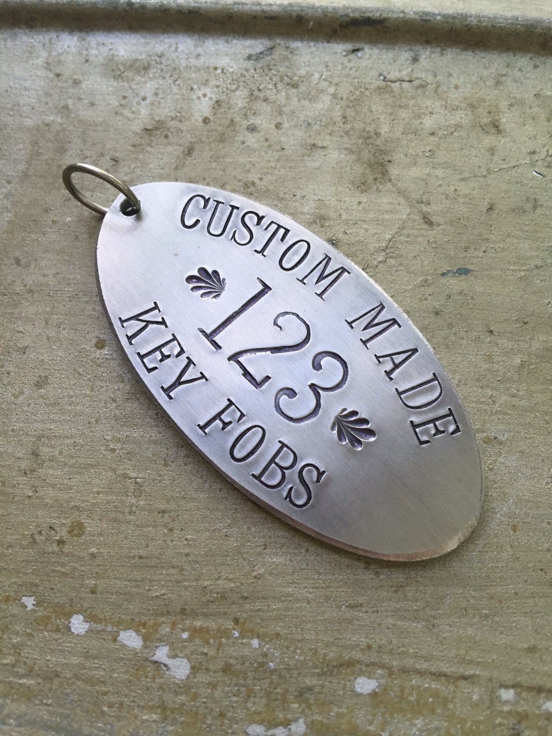 Custom hand punched Hotel Room Key Tags key chain fob