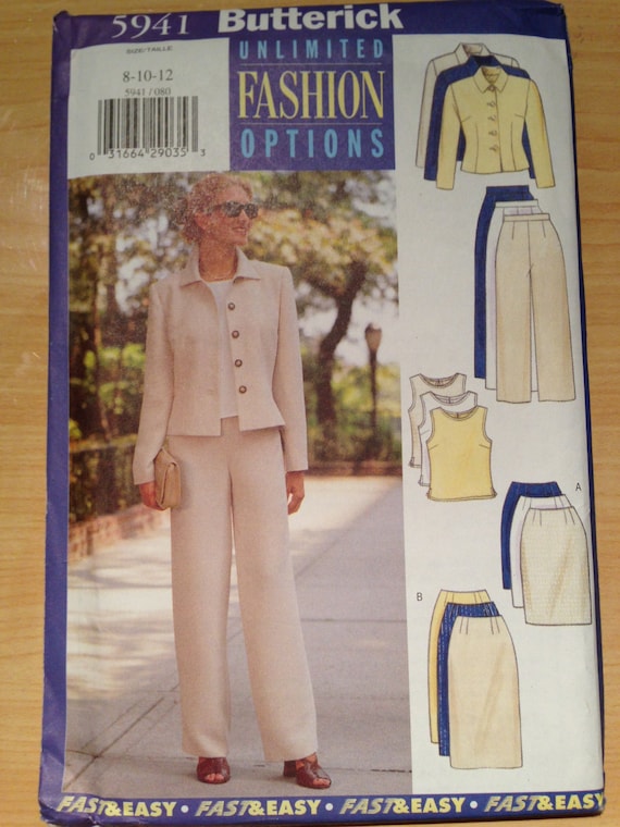 Butterick 5941 Sewing Pattern 90s UNCUT Misses and Misses Petite Jacket, Top, Skirt and Pants Dress Size 8-12