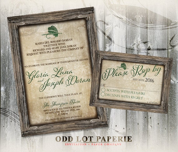 Rustic Fishing Printable Wedding Invitation And RSVP Lure Rustic Fishing Printable Wedding Invitation And RSVP Lure