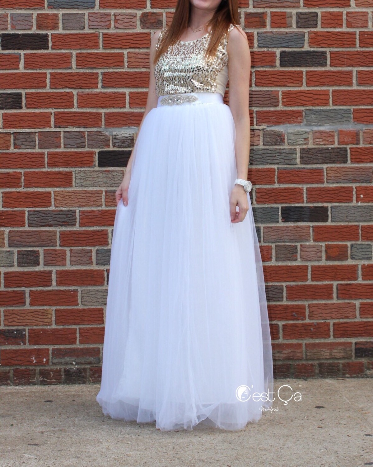 long white tulle wedding skirt