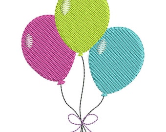 Birthday Balloons Embroidery Design - Instant Download