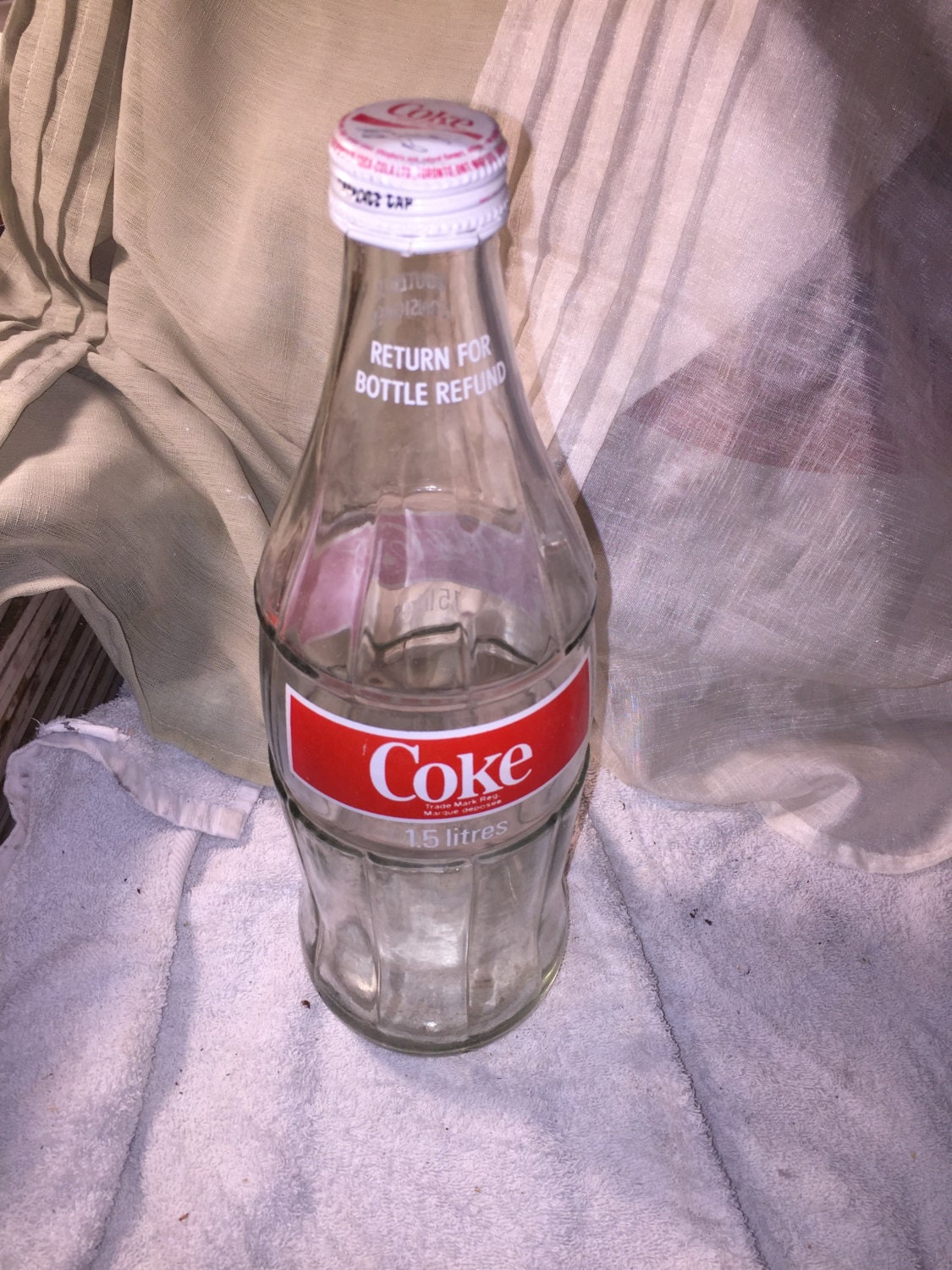 1.5 Litre Giant Glass Coke Bottle 1980s