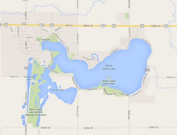 Items similar to Wood Laser Cut Map of Black Hawk Lake, IA ...