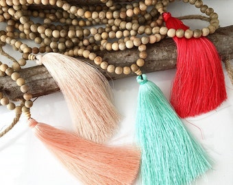 Wooden tassel necklace. Mala necklace. Yoga mala necklace. Mala tassel necklace. Minimalist Necklace. Boho Necklace