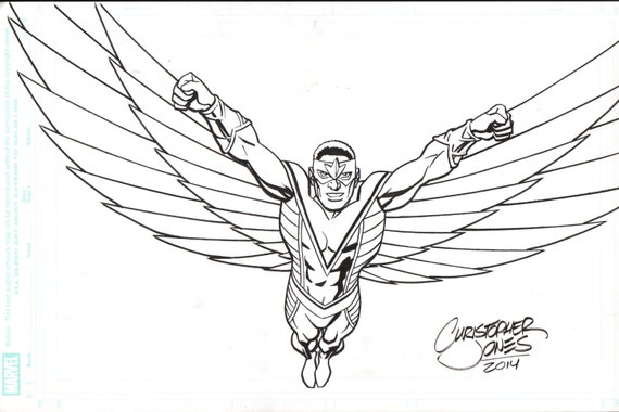 Download Falcon original Avengers Line Art by ChrisJonesArt on Etsy