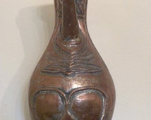Boîte à Appâts De Pêche Ancienne En Cuivre Peint Vert - Vintage, Faite Main Avec Boucles De Ceinture