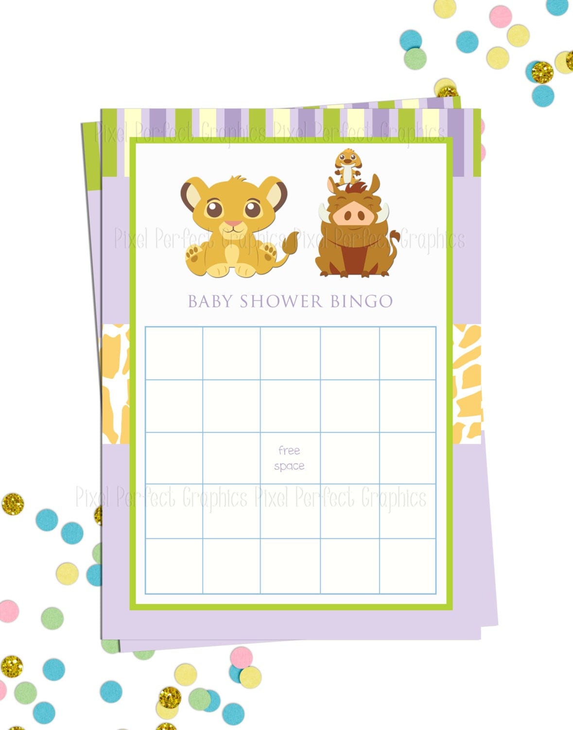 Lion King Themed Baby Shower Baby Bingo Game Printable