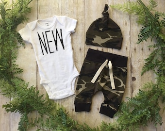 Newborn Boy Coming Home Outfit / Newborn Baby Boy Take Home Outfit / Newborn Camo Outfit // Camo Clothing Set // Preemie Clothes Boy //