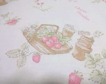 Japanese Fabric YUWA Strawberry Flower White Fat Quarter