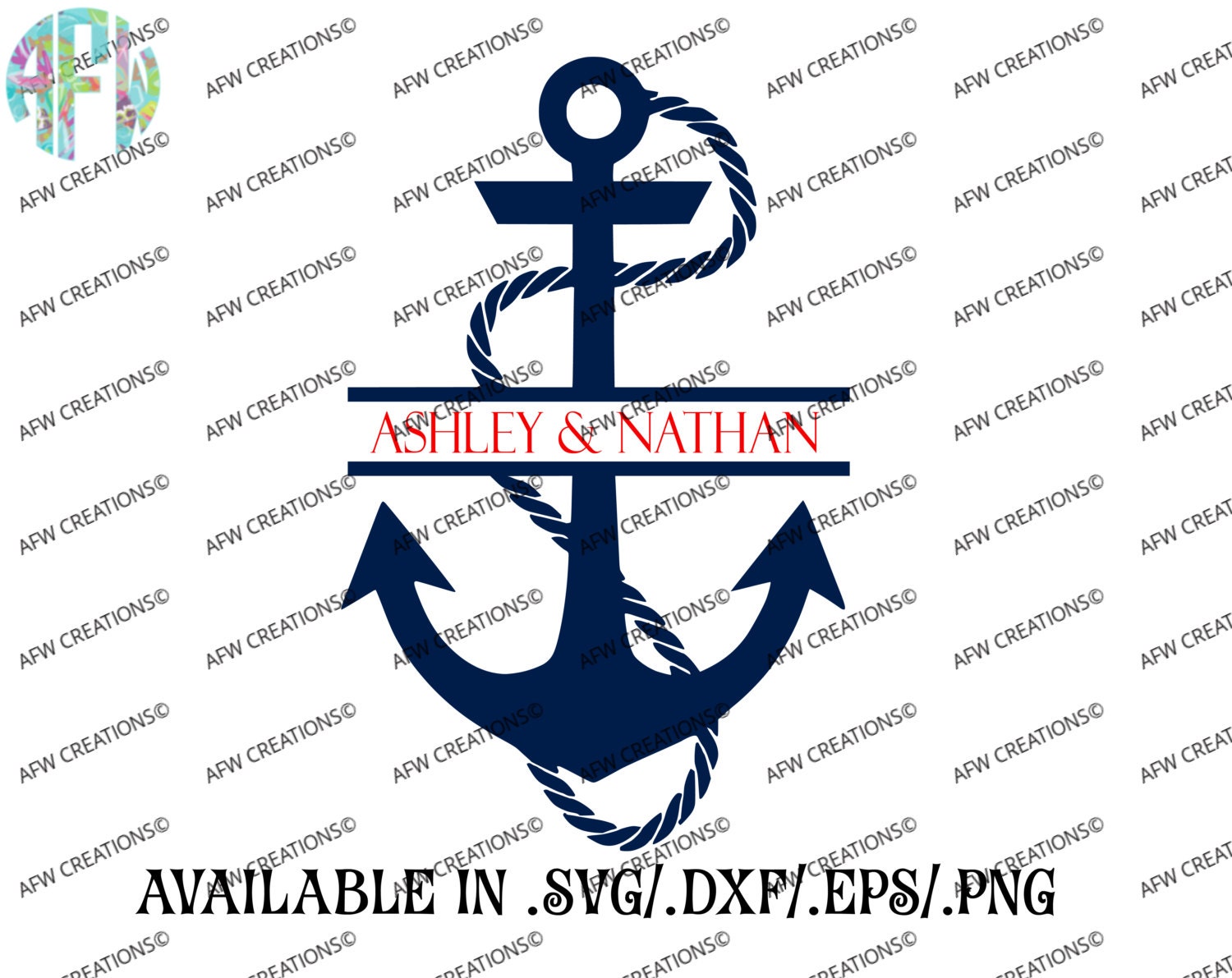 Download Digital Cut File Split Anchor SVG DXF EPS Nautical