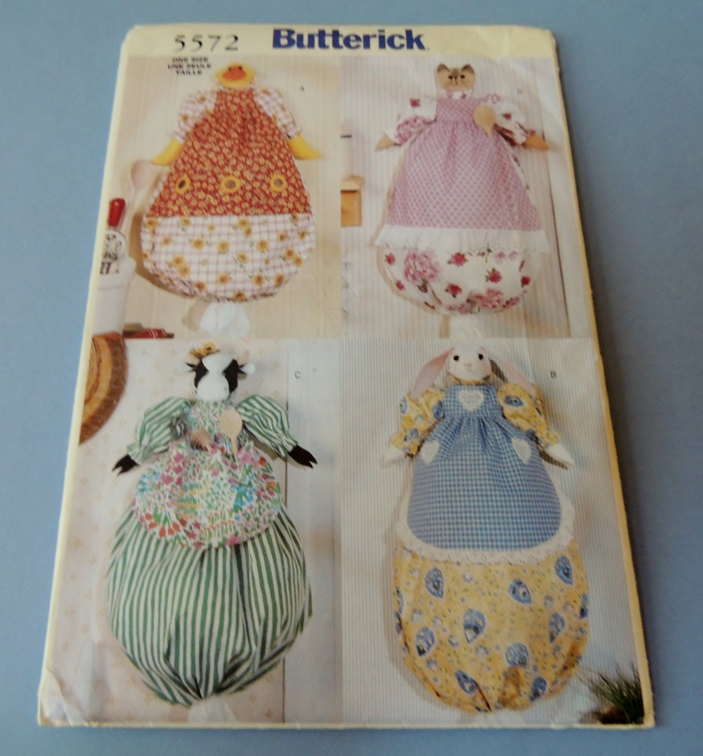 Butterick 5572 Animal Plastic Bag Holders Pattern Uncut
