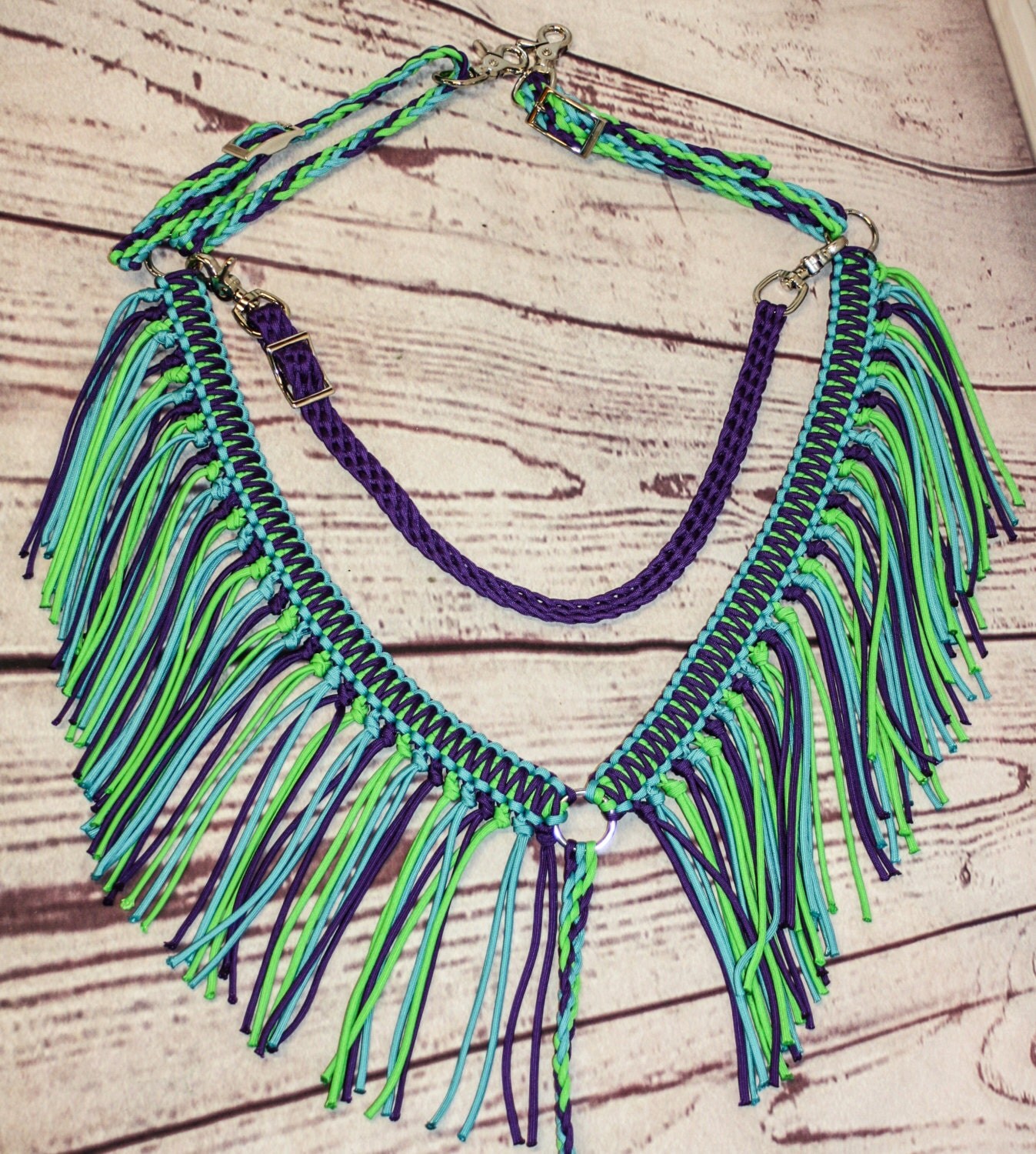fringe breast collar custom horse tack purple breast collar