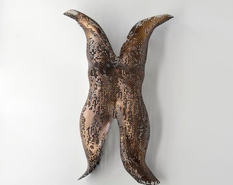 Metal wall art sculpture, abstract torso, sexy nude metal torso, Interior design, Wall decor