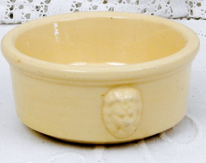 Antique French Beige Ceramic Ramekin Bowl with Lions Heads, French Decor, Shabby Chic Decor, Chateau Chic, Vintage Cooking Kitchen Utensil Antique French Beige Ceramic Ramekin Bowl with Lions Heads, French Decor, Shabby Chic Decor, Chateau Chic, Vintage Cooking Kitchen Utensil
